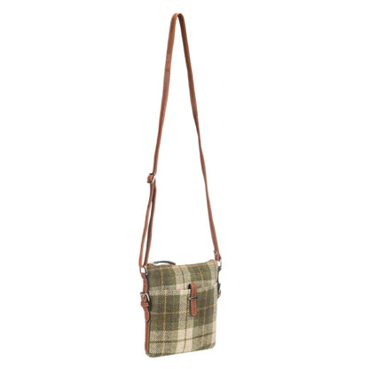 Crossbody Tas Lichtgroene Tartan & Leer | Das Impex by MoodCompanyNL