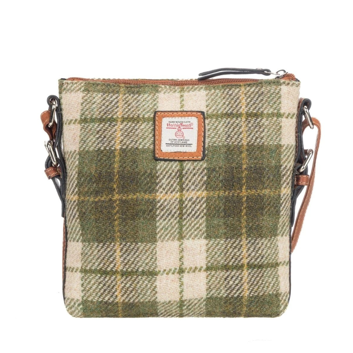 Crossbody Tas Lichtgroene Tartan & Leer | Das Impex by MoodCompanyNL