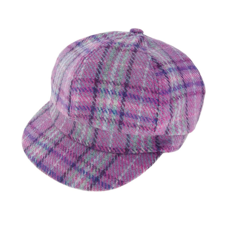 MoodCompanyNL - Dames Cap Grijs Paars en mint tartan - one size - Harris Tweed - Glen Appin of Scotland - 5061035012562