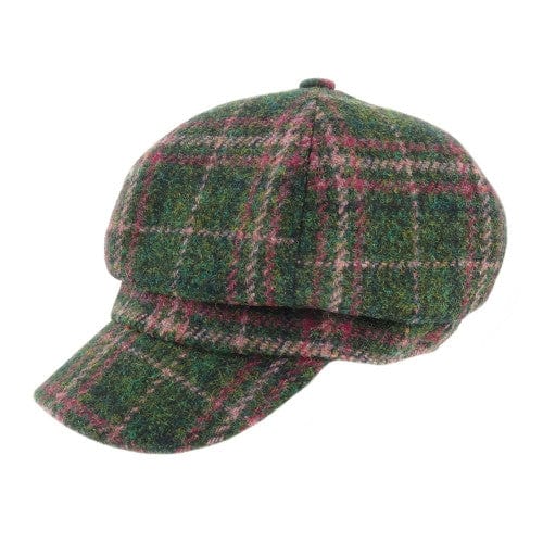 MoodCompanyNL - Dames Cap Groen en Roze (Plum) - one size - Harris Tweed - Glen Appin of Scotland - 5060631378003