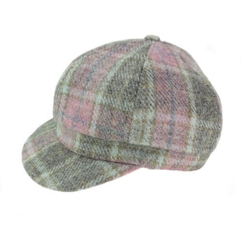 MoodCompanyNL - Dames Cap Zacht Roze Buchanan Geruit - one size - Harris Tweed - Glen Appin of Scotland - 5060959026587