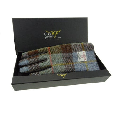 Gants pour femmes MacLeod en cuir brun - Harris Tweed - Glen Appin of Scotland