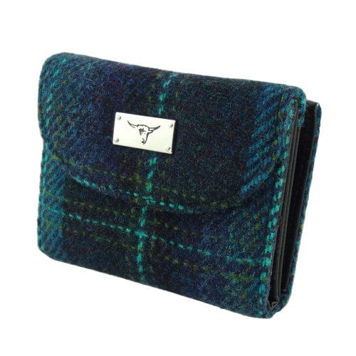 MoodCompanyNL - Dames Portemonnee Jura Blauw met Turquoise ruit - Harris Tweed - Glen Appin of Scotland - 5060959020578