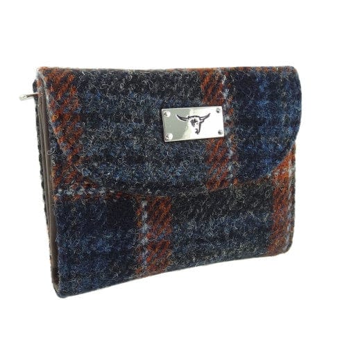 MoodCompanyNL - Dames Portemonnee Jura Grijs en Roestbruin - rode ruit (Grey and Rust check) - Harris Tweed - Glen Appin of Scotland - 5060959021353