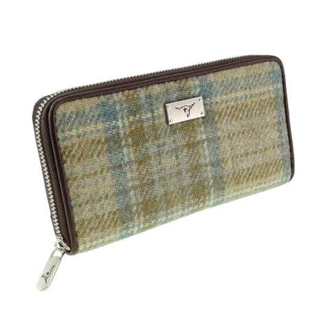 Dames Portemonnee Staffa Beige Stewart en zacht Groen- Harris Tweed - muntvak met rits - Glen Appin of Scotland by MoodCompanyNL