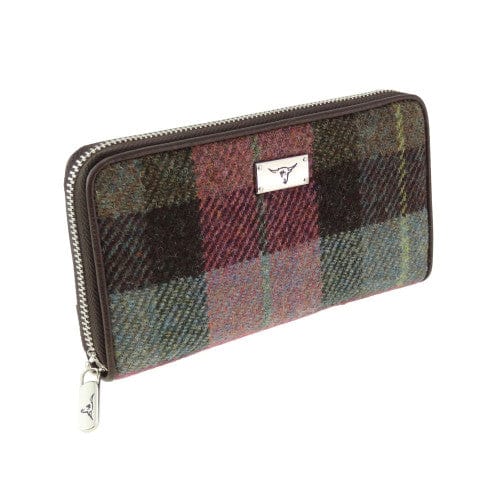 Mood Company - Dames Portemonnee Staffa Gedempt Groen & Paars Tartan - Harris Tweed - muntvak met rits - Glen Appin of Scotland - 5060959028024