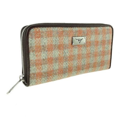 MoodCompanyNL - Dames Portemonnee Staffa Gingham Oranje - Harris Tweed - muntvak met rits - Glen Appin of Scotland - 5060631375781