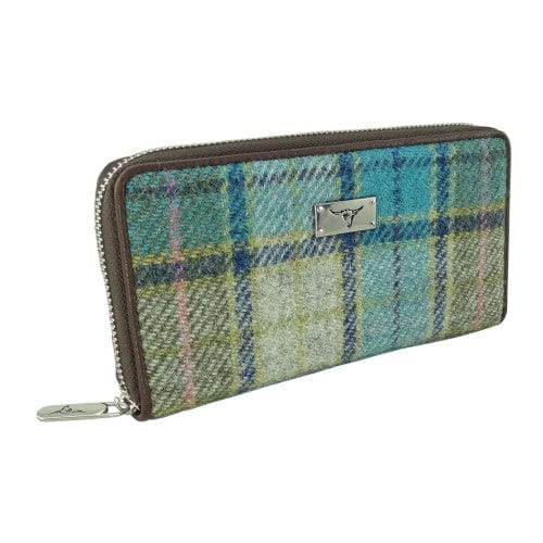 MoodCompanyNL - Dames Portemonnee Staffa Turquoise - Harris Tweed - muntvak met rits - Glen Appin of Scotland - 5060959020646