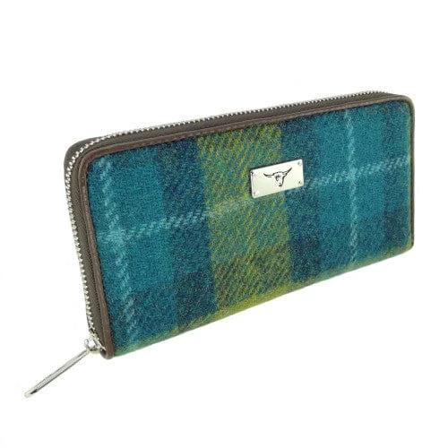 Dames Portemonnee Staffa Zeeblauw en Limegroen - Harris Tweed - muntvak met rits - Glen Appin of Scotland by MoodCompanyNL