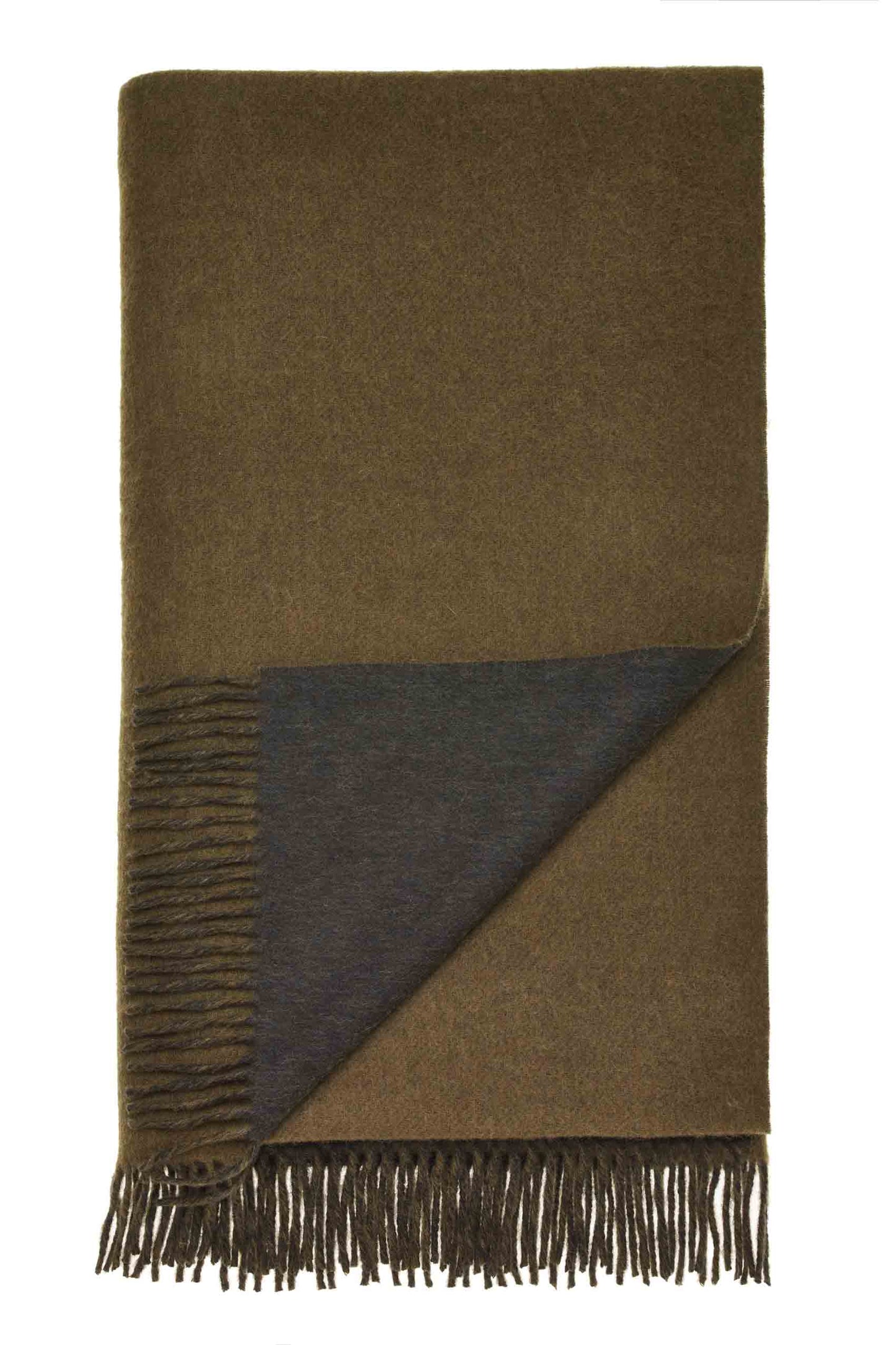 Double Face Camel/Chocolate Throw - Country Side Collection - Merino Lambswool - 140x185 - Bronte by Moon Scotland