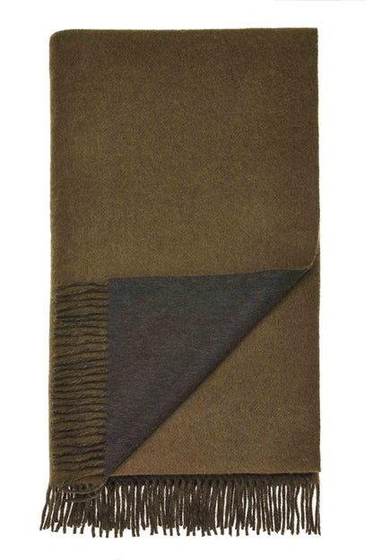 Double Face Camel/Chocolate Throw - Country Side Collection - Merino Lambswool - 140x185 - Bronte by Moon Scotland