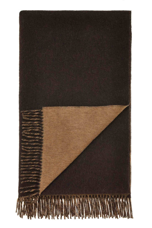 Plaid Double Face Vert Militaire/Loden - Country Side Collection - Laine d'Agneau Mérinos - 140x185 - Bronte by Moon Scotland