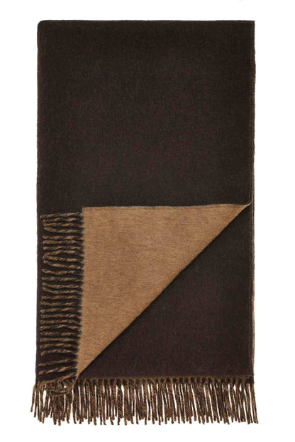 Double Face Camel/Chocolate Throw - Country Side Collection - Merino Lambswool - 140x185 - Bronte by Moon Scotland