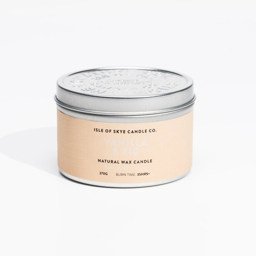 Mood Company - Geurkaars Vanille en Vijg Blikje - 30 uur - Sojawas - Isle of Skye Candle - 5060346380339