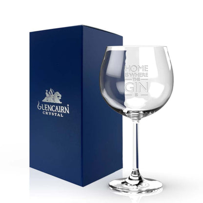 MoodCompanyNL - Gin glas Jura Gegraveerd met Home is where the … - Geschenkverpakking - Glencairn Crystal Scotland - 6091023576584
