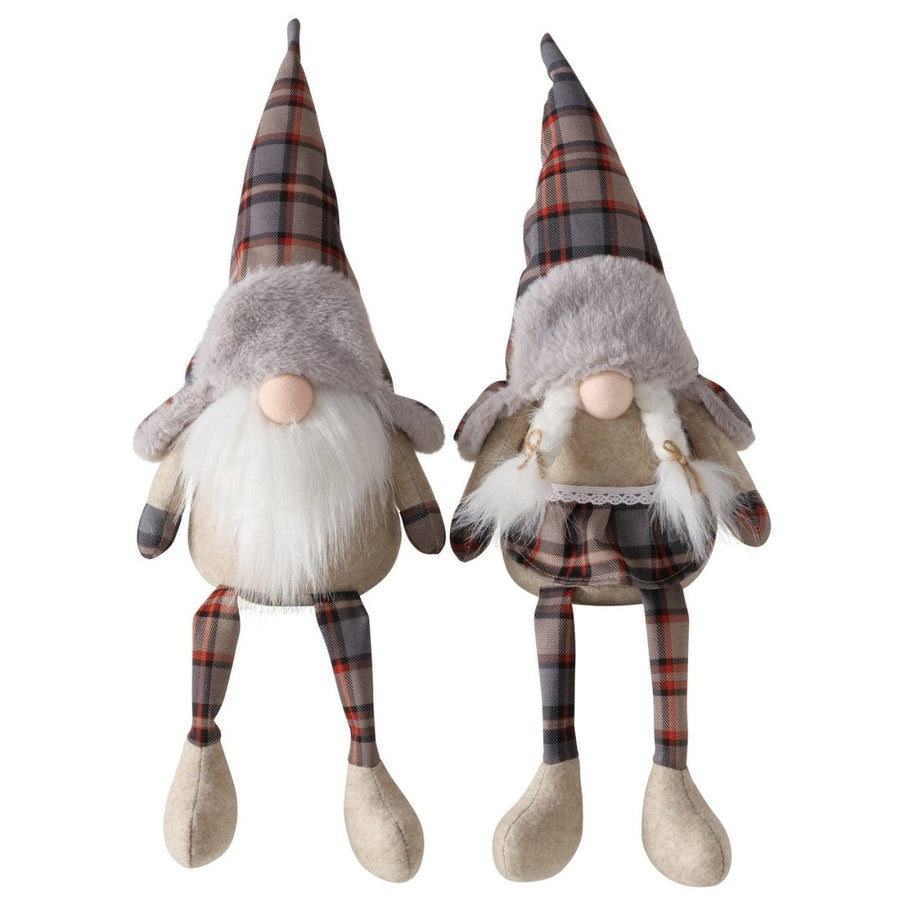 Mood Company - Gnoom met bungelbenen - tartan - 23x14x43 cm - 2 varianten - Boltze - 6151209797704