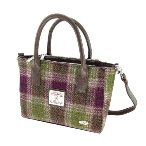 MoodCompanyNL - Handtas Brora Heide Paars (Heather check) - Ritssluiting - Draagband - Harris Tweed - Glen Appin of Scotland - 5060959020929