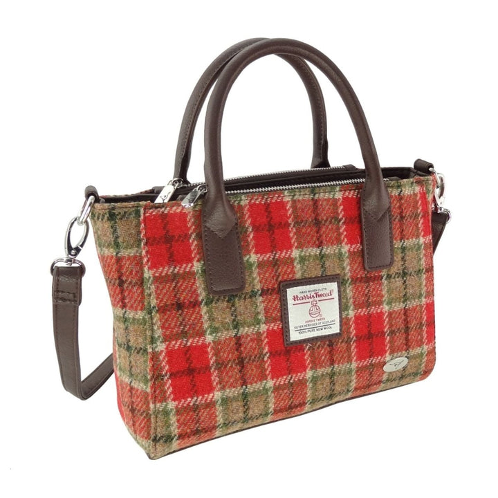 MoodCompanyNL - Handtas Brora Rood Groen Tartan - Ritssluiting - Draagband - Harris Tweed - Glen Appin of Scotland - 5061035010551