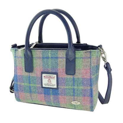 MoodCompanyNL - Handtas Brora Zacht Blauw met Roze - Ritssluiting - Draagband - Harris Tweed - Glen Appin of Scotland - 5060959027256
