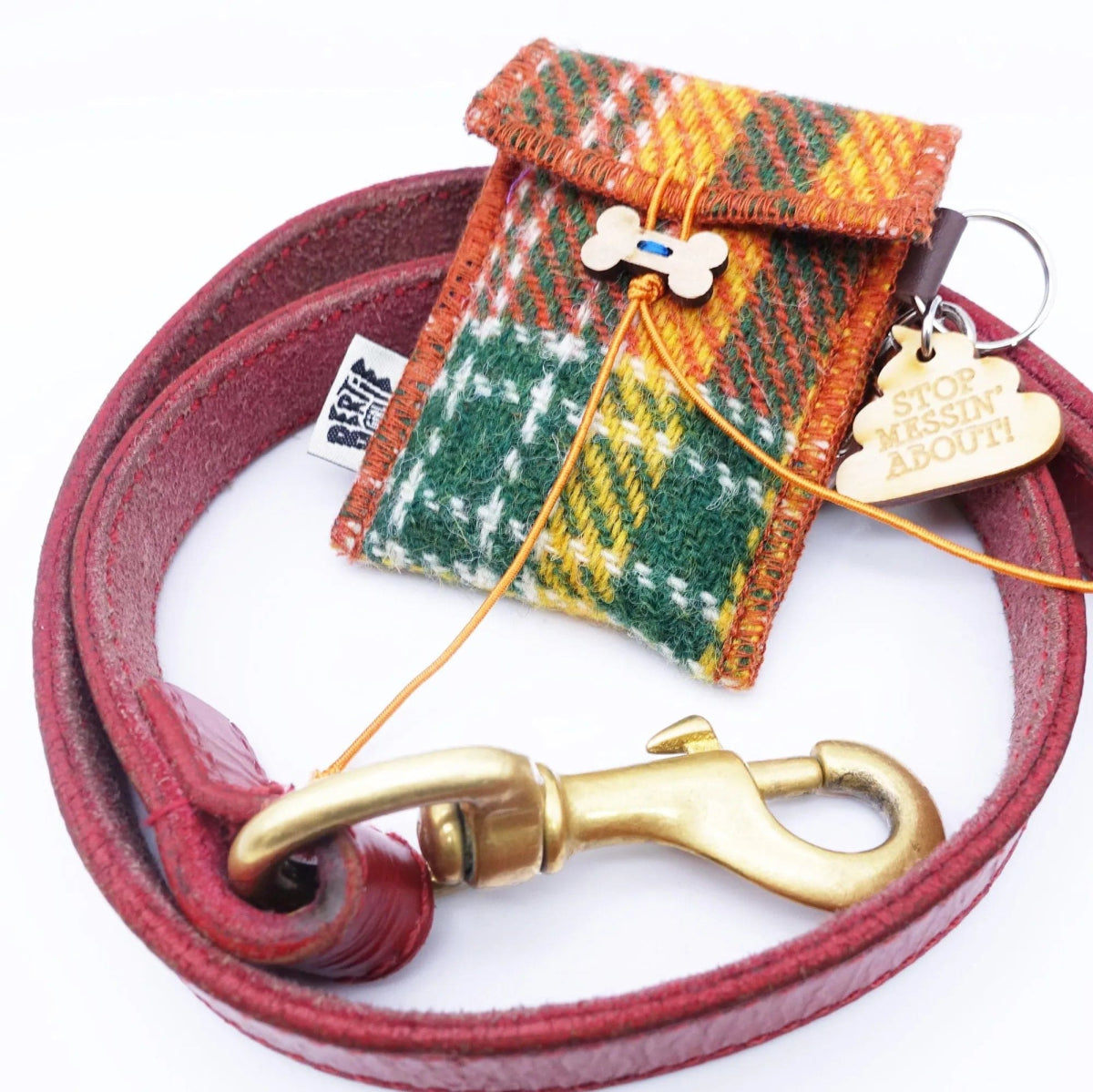 MoodCompanyNL - Harris Tweed Houder voor hondenpoep zakjes Oranje - 6095652338339