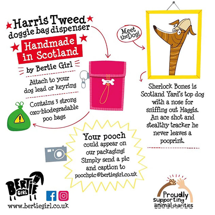 MoodCompanyNL - Harris Tweed Houder voor hondenpoep zakjes Rood - 6095640094049