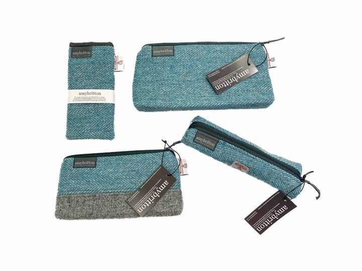 MoodCompanyNL - Harris Tweed Make - up tas Groenblauw - 6095632266294
