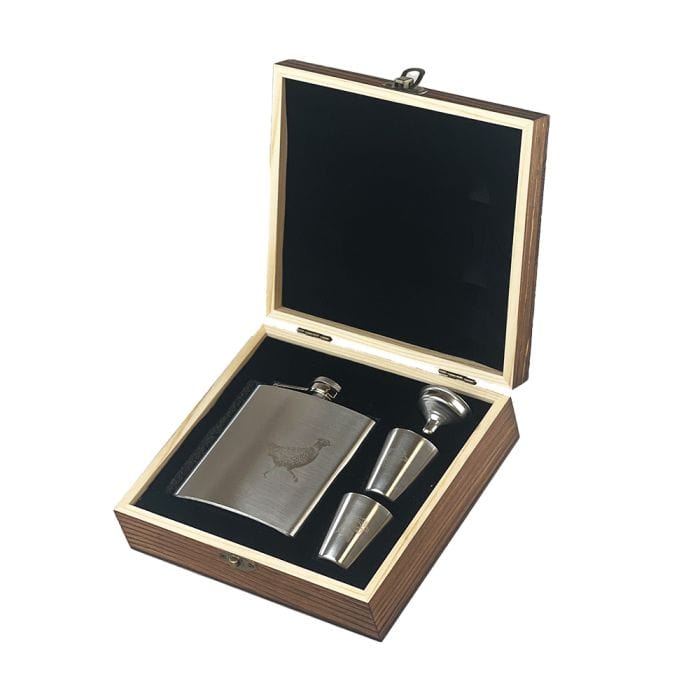 MoodCompanyNL - Heupfles Fazant - Luxe Set - RVS - Gegraveerd - Selbraehouse Scotland - 5060949556629