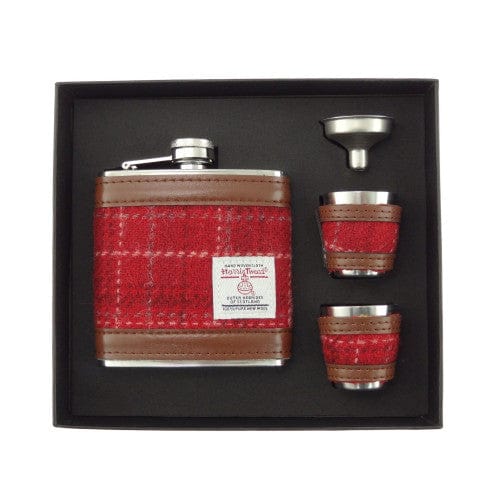 MoodCompanyNL - Heupfles Rood Geruit - Luxe Set - Harris Tweed - Glen Appin of Scotland - 5060959022275