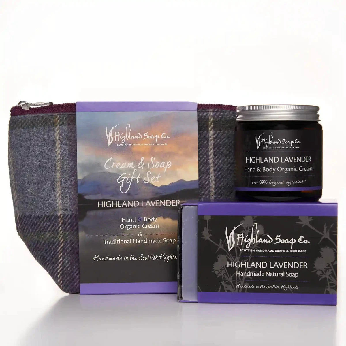 Highland Lavender – Rust & Balans - Cadeauset Zeep & Crème – Zeep, Bodycrème & Toilettas by MoodCompanyNL