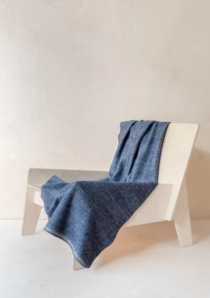 MoodCompanyNL - Hondendeken Visgraat Blauw - Wol - Geurbestendig - Hypoallergeen - 150x90 - TBCo Scotland - 5055603568001