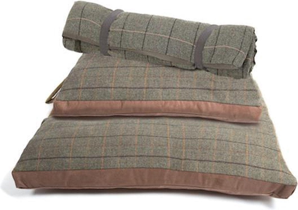 MoodCompanyNL - Hondenkussen Tweed Bruin - 98x72 - Suede onderkant - Tweedmill - 5060445896236