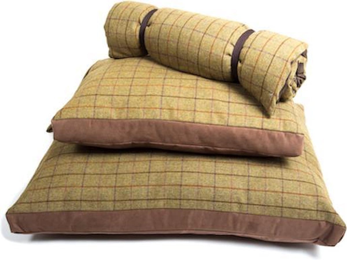 MoodCompanyNL - Hondenkussen Tweed Groen - 98x72 - Suede onderkant - Tweedmill - 5060445896229