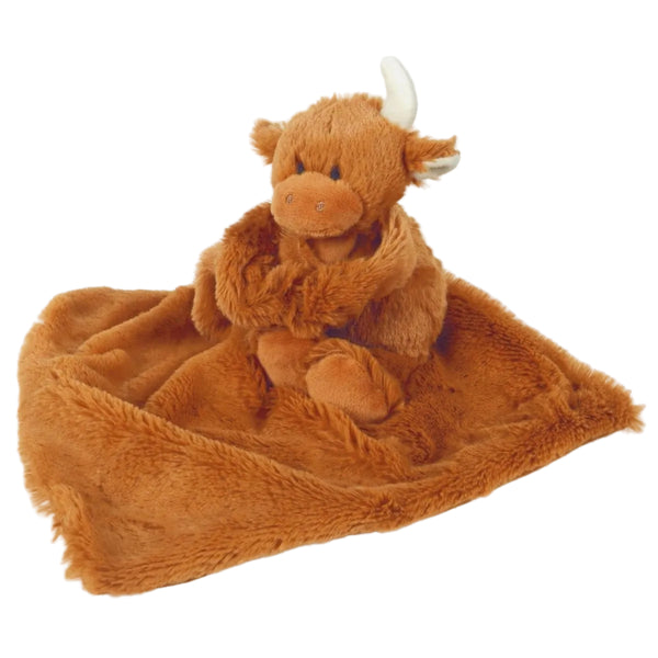 Doudou Vache Highland - 29 x 29 cm - Peluche Bébé - Jomanda