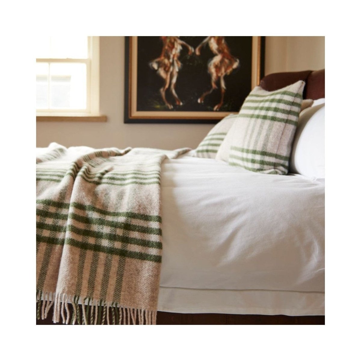 MoodCompanyNL - Kussen Grote Ruit Groen (Hex Check Olive) - Nieuw Wol - 50x50 - Tweedmill UK - 5060958300978