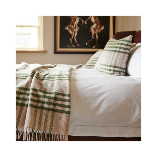 MoodCompanyNL - Kussen Grote Ruit Groen (Hex Check Olive) - Nieuw Wol - 50x50 - Tweedmill UK - 5060958300978