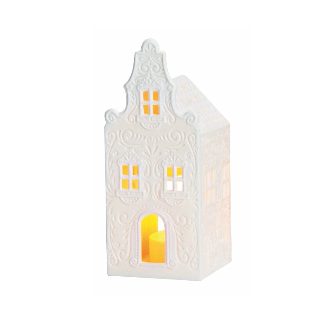 Lichthuisje wit - porselein - 3 stuks - (B/H/D) 7x16x7cm - Wurm by MoodCompanyNL