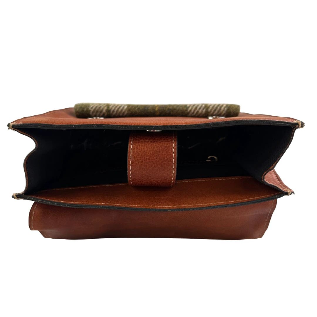 Medium Rugzak Groen Tartan & Leer | Das Impex by MoodCompanyNL