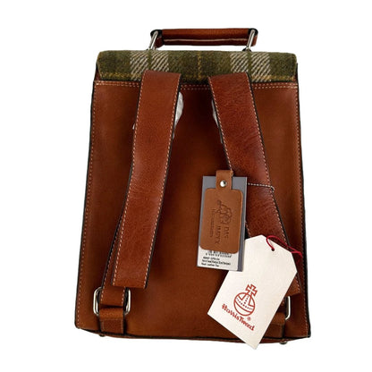 Medium Rugzak Groen Tartan & Leer | Das Impex by MoodCompanyNL