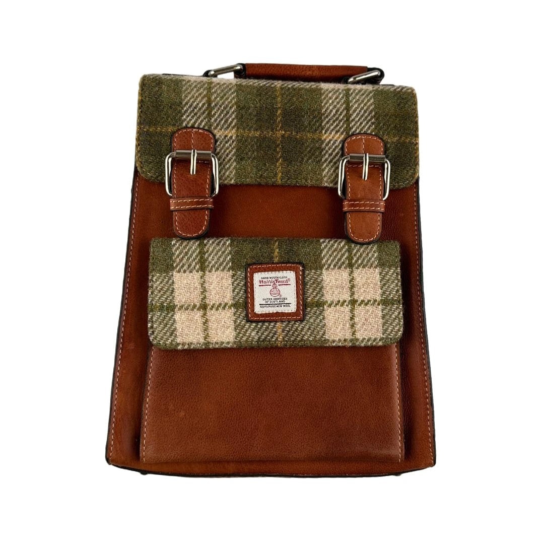 Medium Rugzak Groen Tartan & Leer | Das Impex by MoodCompanyNL
