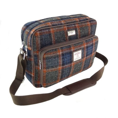 MoodCompanyNL - Messengerbag Bowmont Grijs met Rood - bruine ruit (Grey and Rust Check) - 28x40x16 - Harris Tweed - Glen Appin of Scotland - 5060959024132
