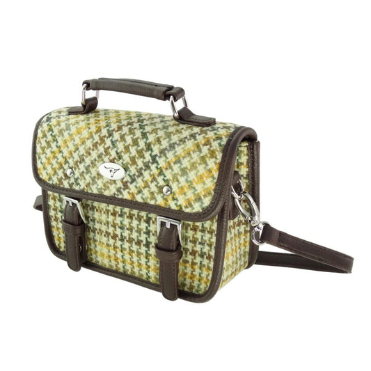 Mood Company - Mini Tas Harris Bervie Geel, groen, bruin dogtooth - 15x20x7,5 - Harris Tweed - Glen Appin of Scotland - 5061035012739