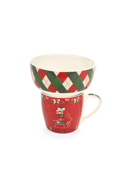 Mok en schaaltje - winter - 480 ml - 2 varianten - Nuvole di Stoffa by MoodCompanyNL