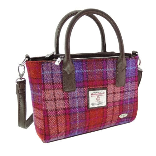 Mood_Company Handtas Brora Oranje Paars Tartan - Ritssluiting - Draagband - Harris Tweed - Glen Appin of Scotland