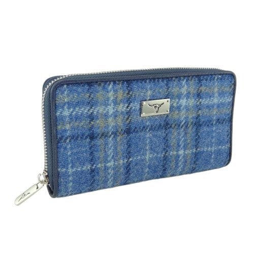 Mood_Company Harris Tweed Dames Portemonnee Staffa Blauw Geruit