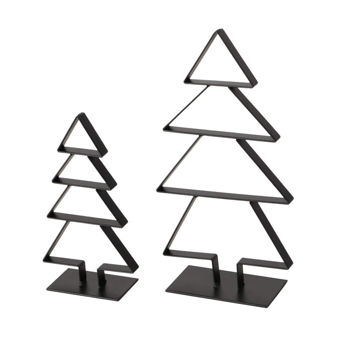 Mood_Company Kerstbomen set zwart metaal - 23 cm en 16,5 cm hoog - set van 2