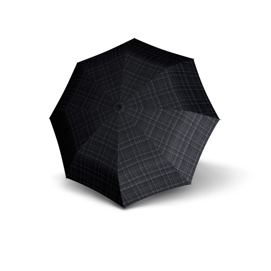 Mood_Company Opvouwbare Paraplu Geruit Zwart Grijs met houten handvat - S570 - Dsn 101 cm - Opgevouwen 43 cm - Knirps