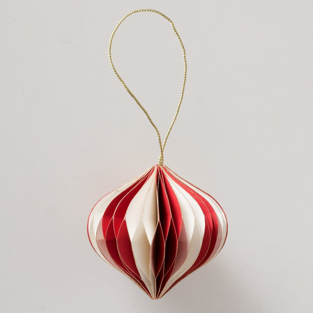 Mood_Company Papieren kerstboomhanger - wit - rood - 6,4 cm hoog