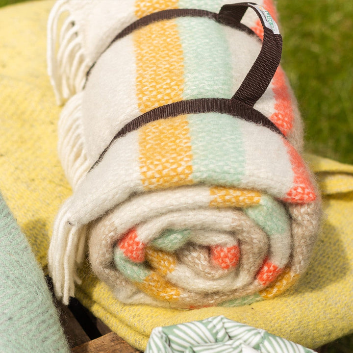 Mood_Company Picknickkleed Polo Gestreept Spring  - Wol - Leren Draagset - Waterdicht - 145x183cm - Tweedmill