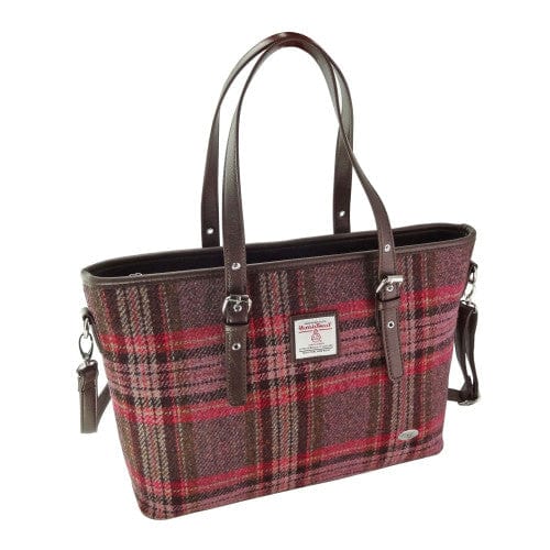 Mood_Company Schoudertas Spey Tote bag Roze Stewart Tartan - Groot - Ritssluiting - Harris Tweed - Glen Appin of Scotland