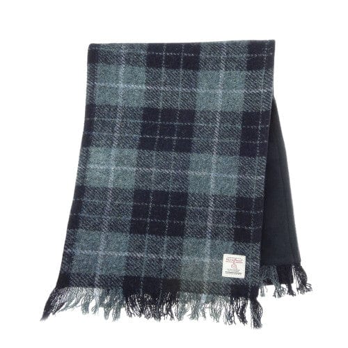 Mood_Company Sjaal Harris Tweed Grijs en Zwart Tartan - Zachte Fleece binnenkant - 25 x 155 - Glen Appin of Scotland Sjaals